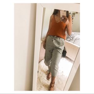 Grey Culottes with Tie-Up Belt